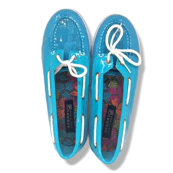 Sperry | Top-Sider Biscayne Sequin Aqua Loafer Moccasin Women's Size 4.5 - Picture 4 of 5
